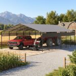 Belutku 20x30 ft Outdoor Metal Carport, Black - Image 10