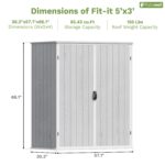 5x3 Plastic Outdoor Storage Shed with Lockable Door, Gray - Image 3