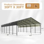 Belutku 20x30 ft Outdoor Metal Carport, Black - Image 3