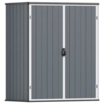 5x3 Plastic Outdoor Storage Shed with Lockable Door, Dark Gray