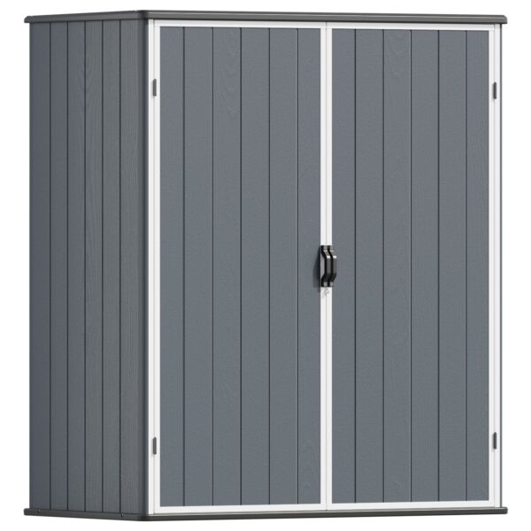 5x3 Plastic Outdoor Storage Shed with Lockable Door, Dark Gray
