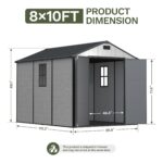 8x10 Plastic Storage Shed with Window and Lockable Door, Gray - Image 3