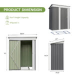 5x3 Metal Shed with Floor Frame, Gray - Image 3