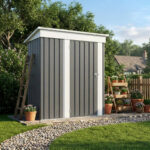 5x3 Metal Shed with Floor Frame, Gray - Image 7