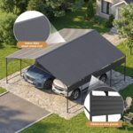 Belutku 20x20 ft Outdoor Metal Carport, Black - Image 4