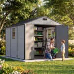 8x10 Plastic Storage Shed with Window and Lockable Door, Gray - Image 2