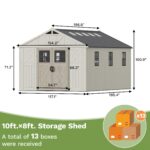 10x16ft Kick-it Plastic Storage Shed with Skylight & Windows - Image 3