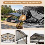 Belutku 20x20 ft Outdoor Metal Carport, Black - Image 7