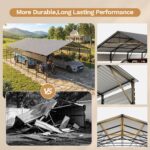 Belutku 20x30 ft Outdoor Metal Carport, Black - Image 7