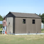 Kick-it 8x12 Plastic Storage Shed with Floor, Brown - Image 13