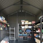 Kick-it 8x6 Plastic Storage Shed with Floor, Brown - Image 9