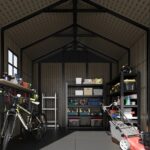 Kick-it 8x8 Plastic Storage Shed with Floor, Brown - Image 8
