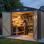 10x12 Metal Shed with Vents, Brown - Image 6
