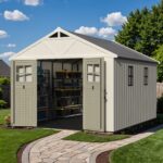 10x12ft Plastic Storage Shed with Skylight, Lockable Door & Windows - Image 5