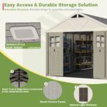 10x12ft Plastic Storage Shed with Skylight, Lockable Door & Windows - Image 7