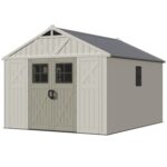 10x12ft Plastic Storage Shed with Skylight, Lockable Door & Windows