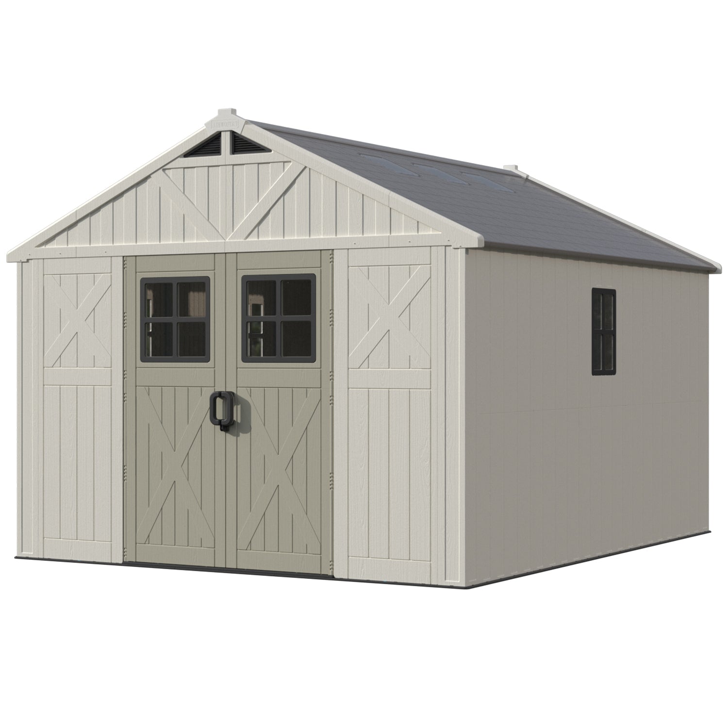 Patiowell_10x12ft_Resin_Storage_Shed-8 10x12ft Plastic Storage Shed with Skylight, Lockable Door & Windows - Image 1