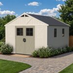10x12ft Plastic Storage Shed with Skylight, Lockable Door & Windows - Image 2