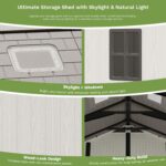 10x8 FT Kick-it Plastic Storage Shed with Skylight & Windows - Image 5