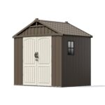 Kick-it 8x8 Plastic Storage Shed with Floor, Brown