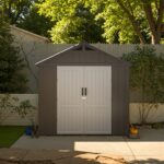 Kick-it 8x12 Plastic Storage Shed with Floor, Brown - Image 14