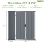5x3 Plastic Outdoor Storage Shed with Lockable Door, Dark Gray - Image 3