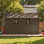 Kick-it 8x12 Plastic Storage Shed with Floor, Brown - Image 12