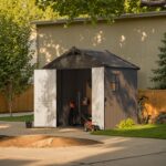 Kick-it 8x6 Plastic Storage Shed with Floor, Brown - Image 2