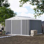 10x10 Metal Storage Shed with Floor Frame, Gray - Image 9