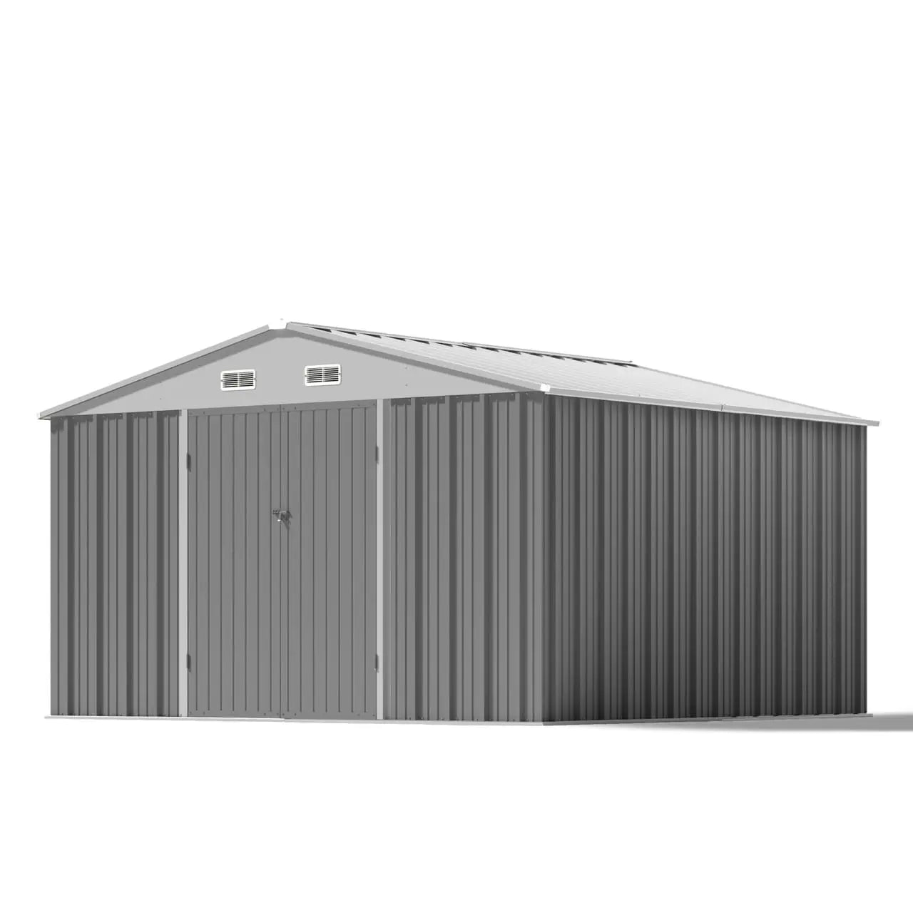 patiowell-10x10-metal-shed-cool-gray-min 10x10 Metal Storage Shed with Weather-Resistance, Gray - Image 1