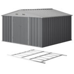 10x10 Metal Storage Shed with Floor Frame, Gray