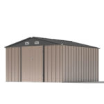 10x10 Metal Storage Shed with Weather-Resistance, Brown