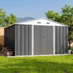 10x8 Metal Shed with Floor, Gray - Image 9