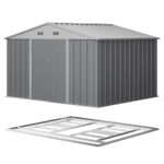 10x8 Metal Shed with Floor, Gray