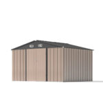 10x8 Metal Shed with Weather Resistance, Brown