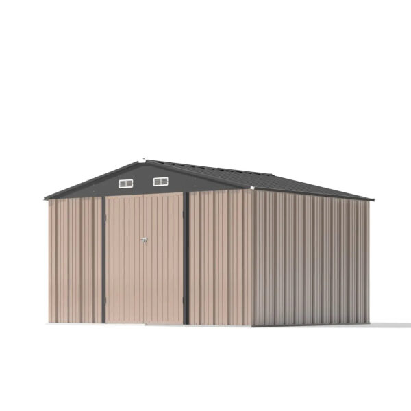 10x8 Metal Shed with Weather Resistance, Brown