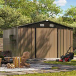 10x8 Metal Shed with Weather Resistance, Brown - Image 4