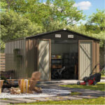 10x8 Metal Shed with Weather Resistance, Brown - Image 2