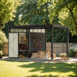 6x8 Metal Storage Shed with 7x8 Pergola Covered Porch - Image 12
