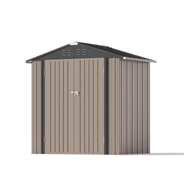 6x4 Metal Shed with Peak Roof (Brown)