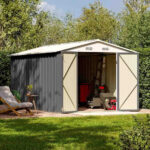 8x12 Metal Storage Shed, Gray - Image 2