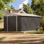 8x12 Metal Storage Shed, Gray - Image 8