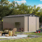 8x12 Metal Storage Shed, Brown - Image 5