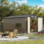 8x12 Metal Storage Shed, Brown - Image 2