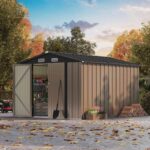 8x12 Metal Storage Shed, Brown - Image 9