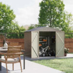 8x6 Metal Shed with Peak Roof (Brown) - Image 2