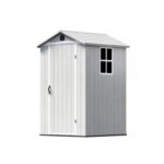 4x4 Plastic Storage Garden Shed, Gray White