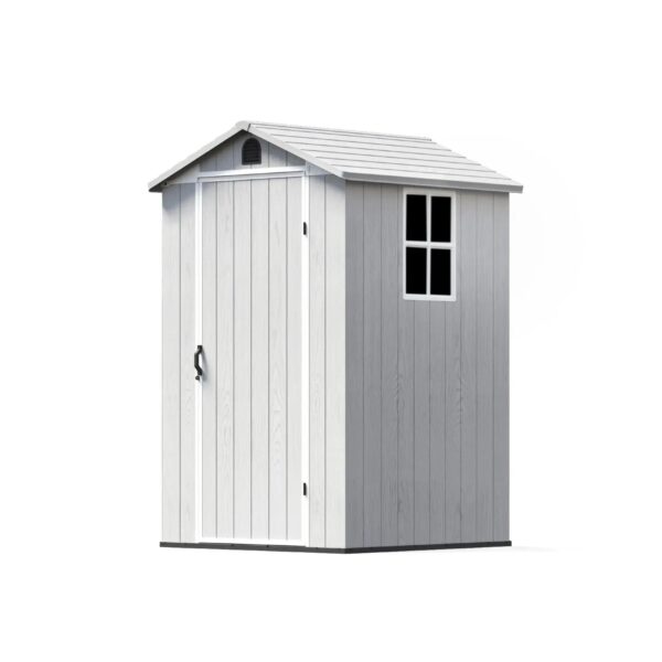 4x4 Plastic Storage Garden Shed, Gray White