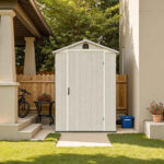 4x4 Plastic Storage Garden Shed, Gray White - Image 9