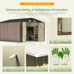 10x10 Metal Storage Shed with Floor Frame, Brown - Image 5